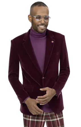 EJ Samuel Burgundy Velvet Blazer J134