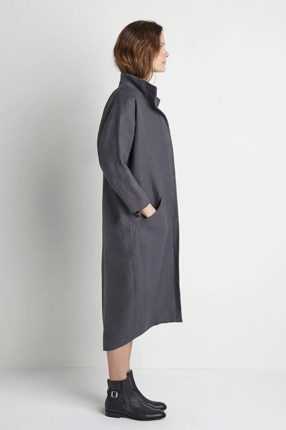 Emerson Fry Cocoon Coat Charcoal Linen