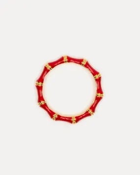 Enamel Bamboo Bangle Bracelet Red