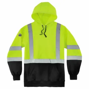 Ergodyne 21883 8373 M Lime Class 3 Hooded Sweatshirt Black Bottom