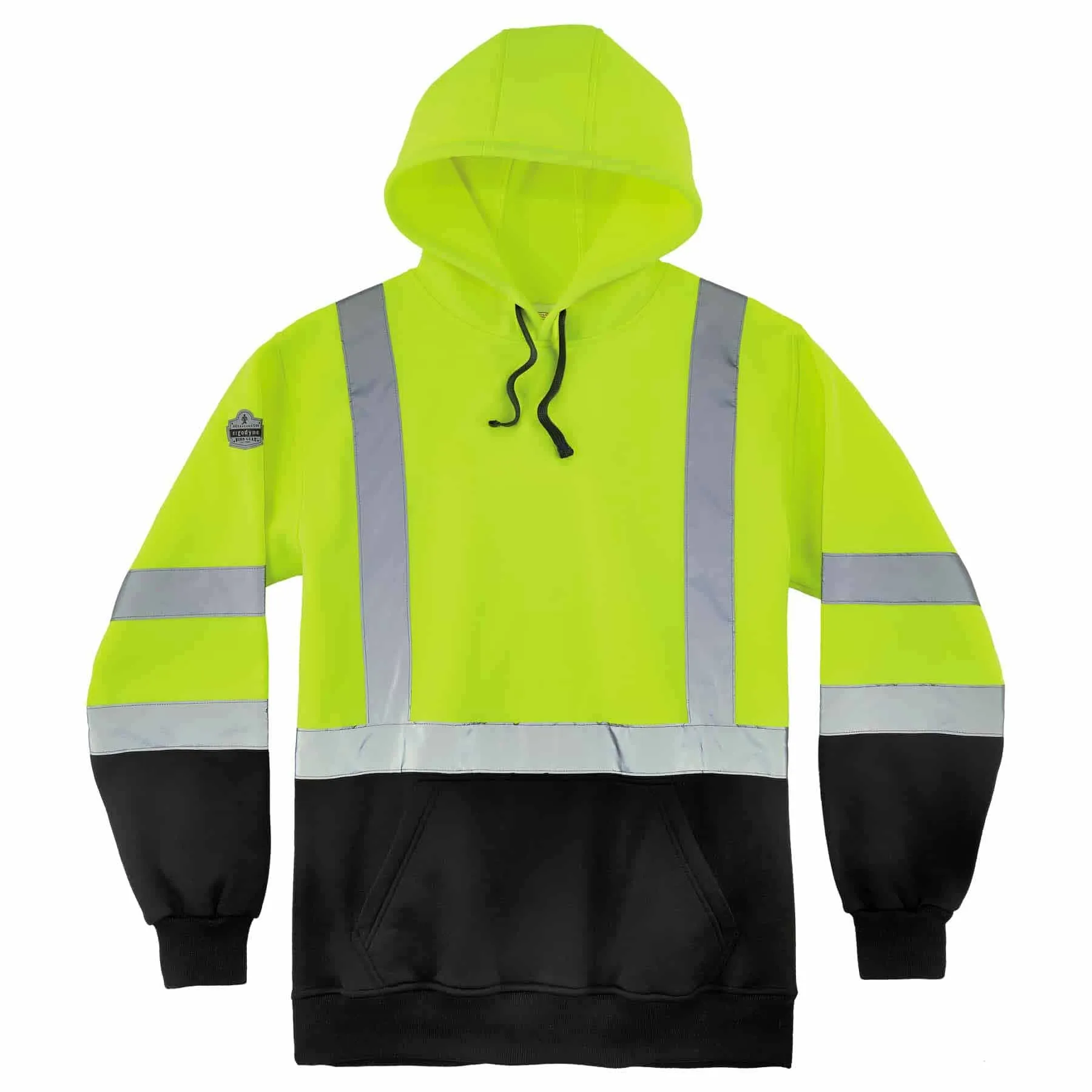 Ergodyne 21885 8373 XL Lime Class 3 Hooded Sweatshirt Black Bottom