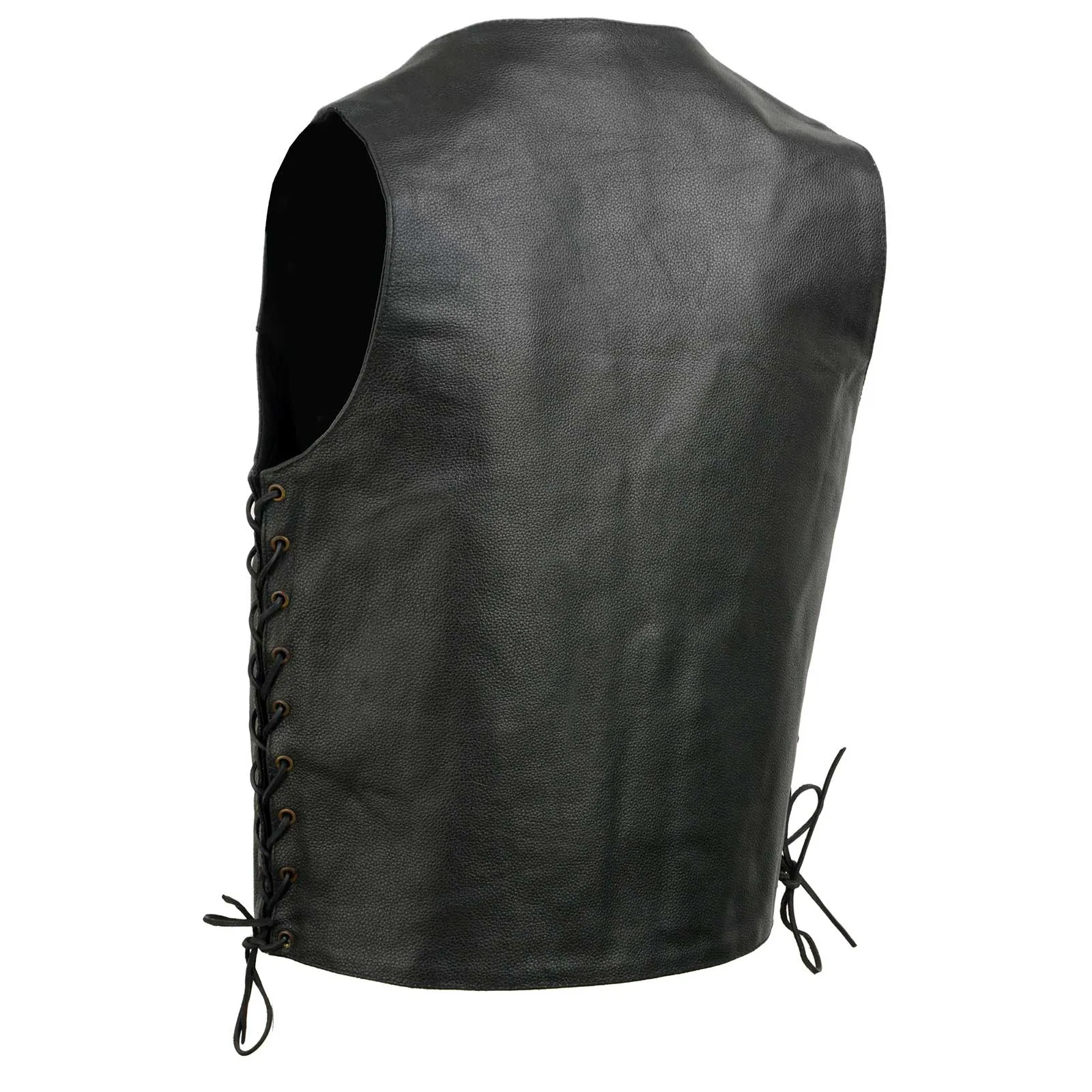 Event Leather EL5391 Black Motorcycle Leather Vest for Men w/ 10