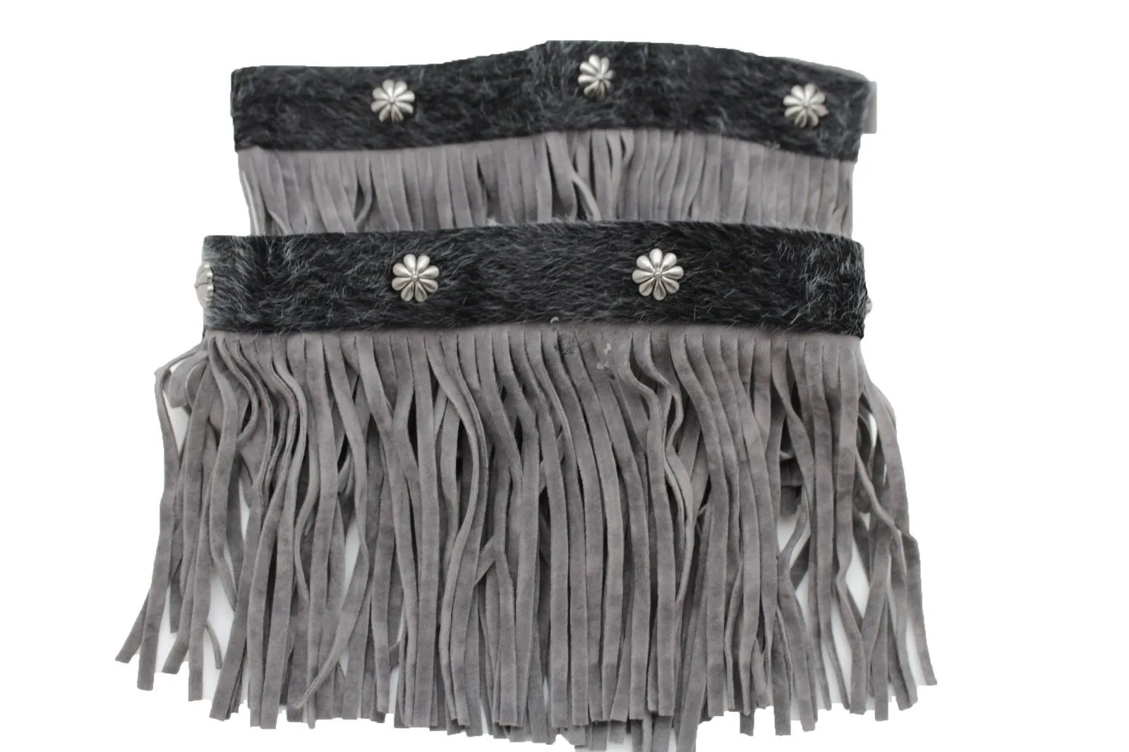 Fabric Long Faux Suede Leather Fringes Knee High Winter Boot Toppers