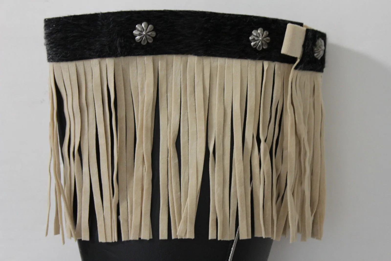 Fabric Long Faux Suede Leather Fringes Knee High Winter Boot Toppers