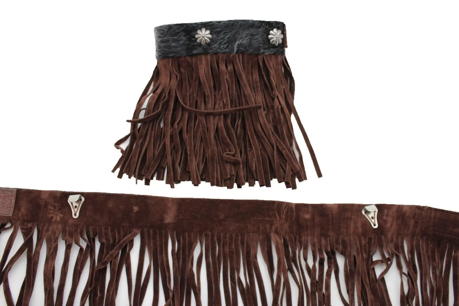 Fabric Long Faux Suede Leather Fringes Knee High Winter Boot Toppers