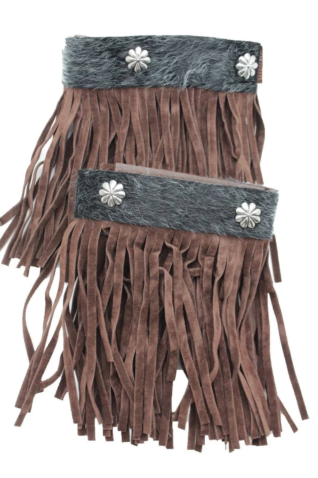 Fabric Long Faux Suede Leather Fringes Knee High Winter Boot Toppers