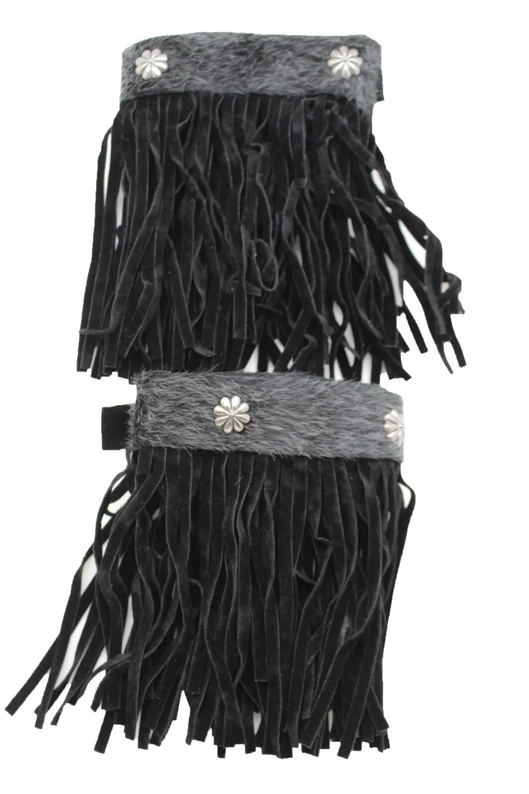 Fabric Long Faux Suede Leather Fringes Knee High Winter Boot Toppers