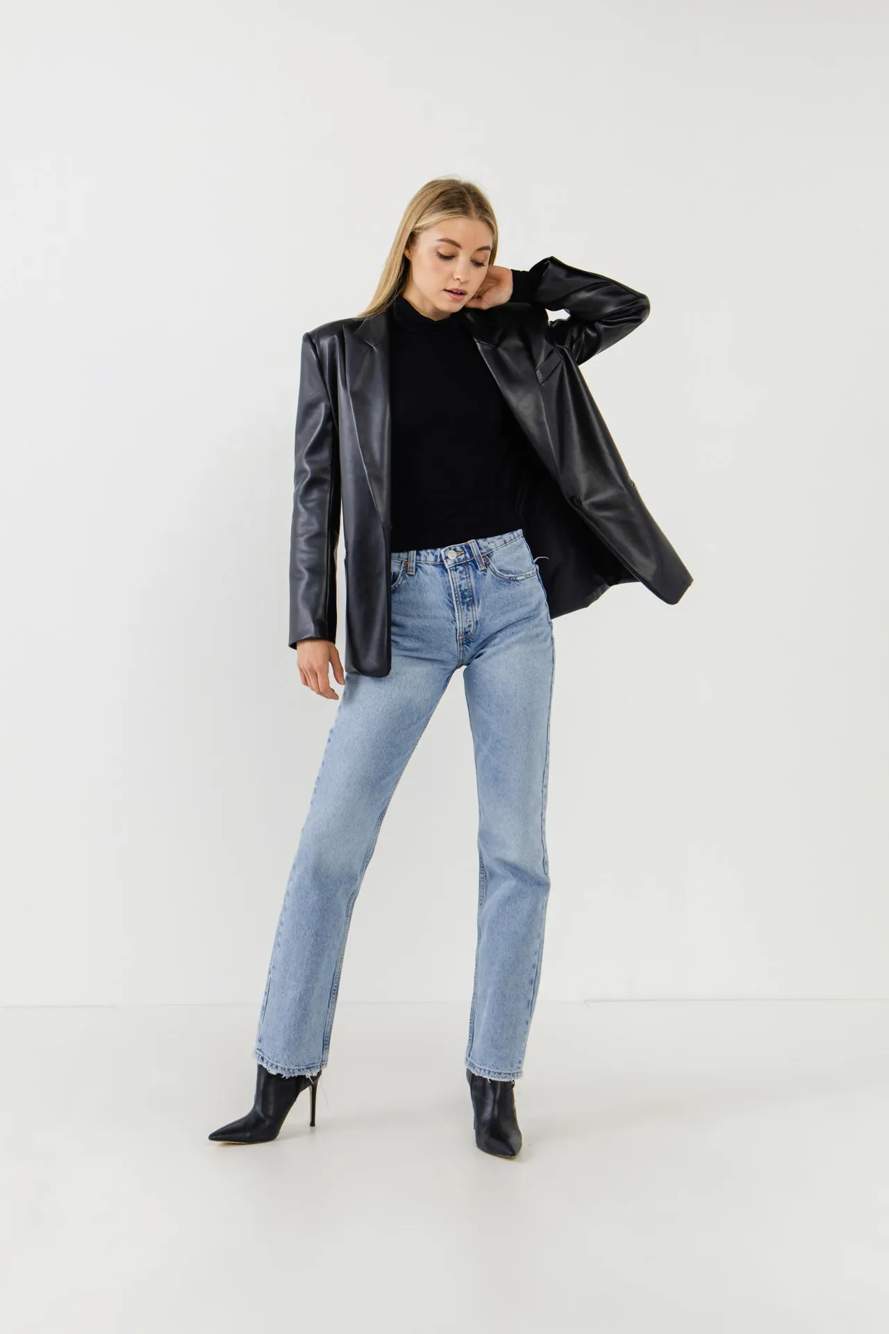 Faux Leather Oversized Blazer