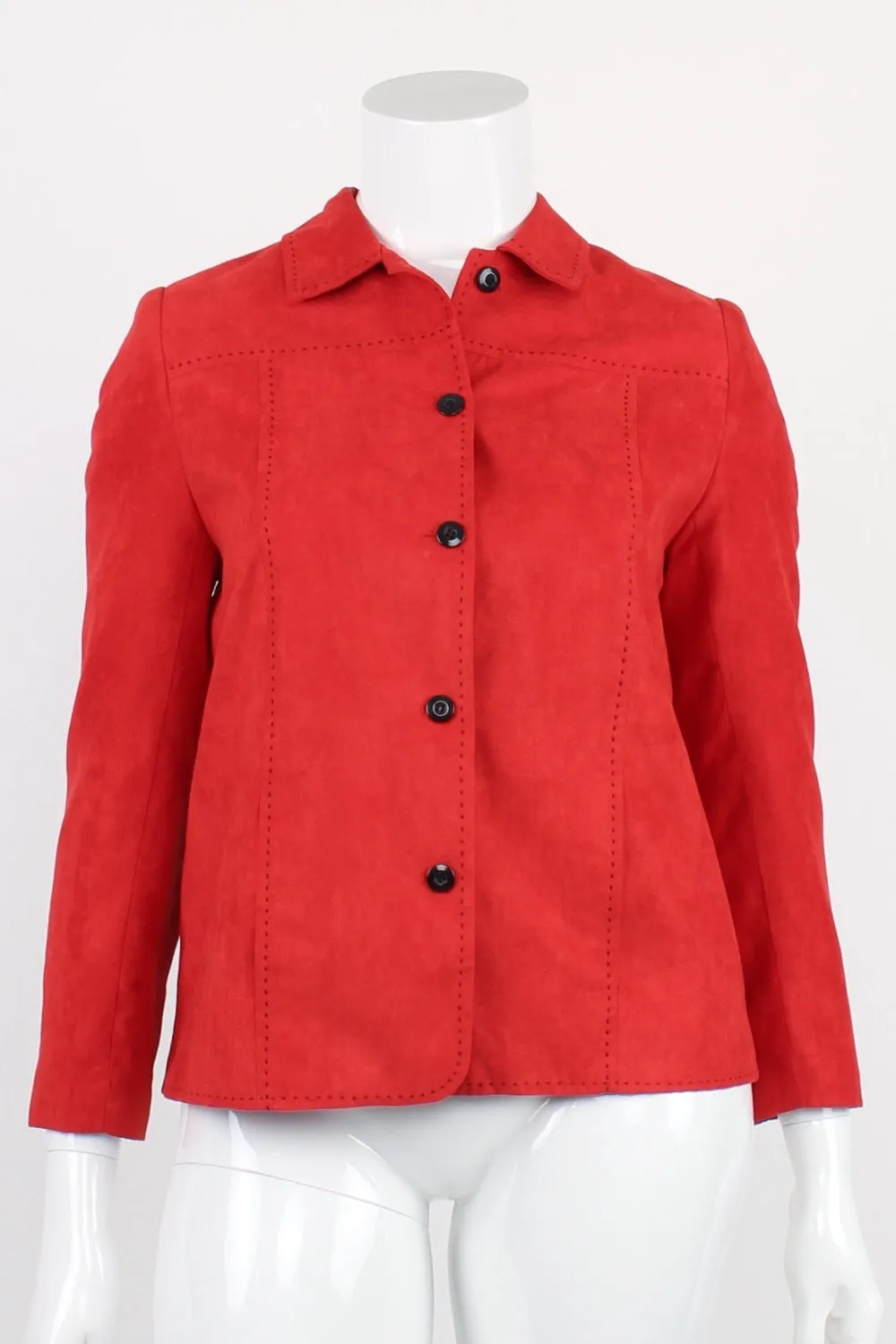 Fella Hamilton Red Faux Suede Stitch Detail Blazer 12