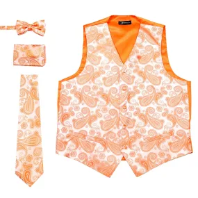 Ferrecci Mens Mandarin Paisley Wedding Prom Grad Choir Band 4pc Vest Set