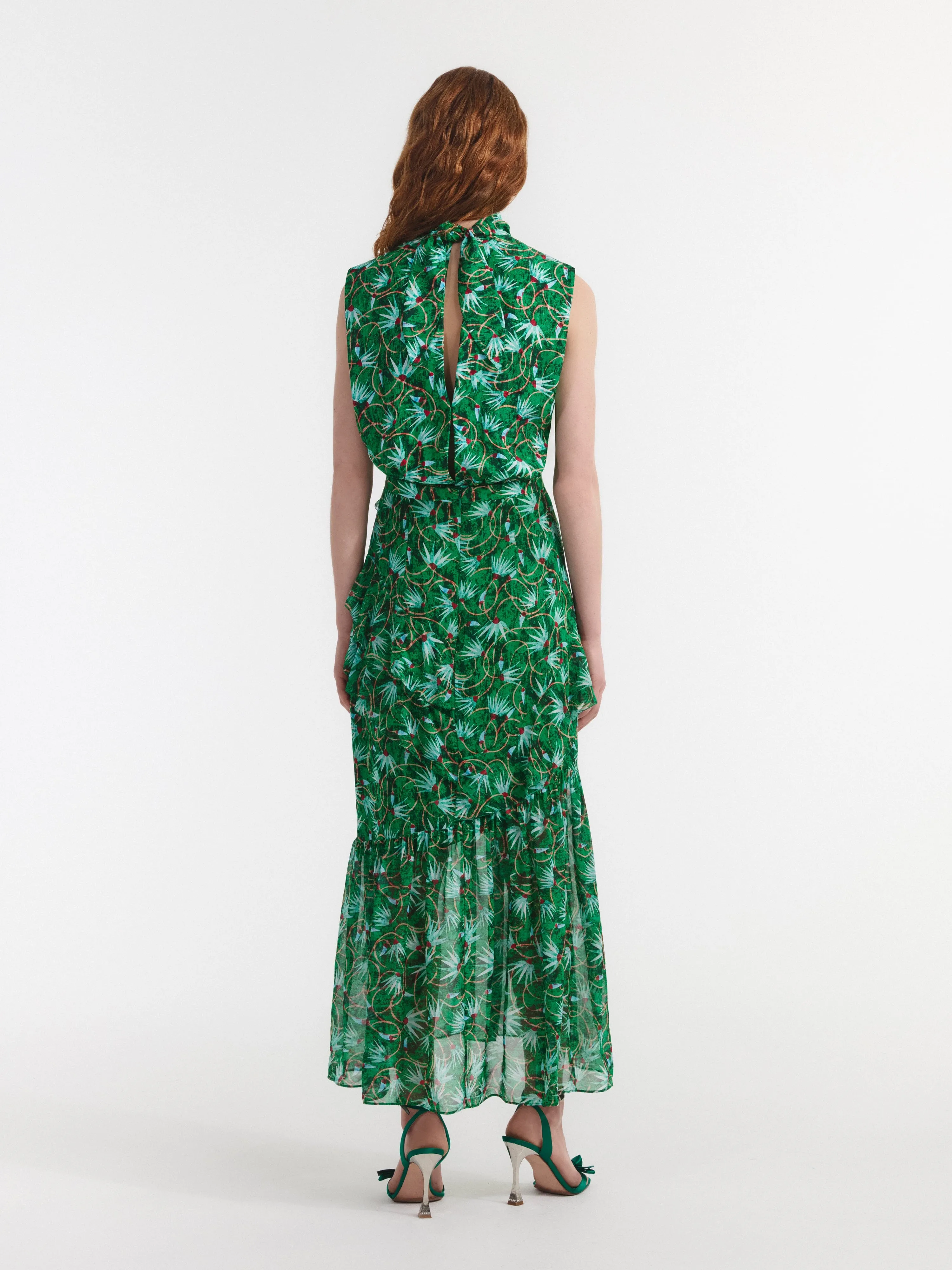 Fleur Ruffle Dress in Padma Emerald