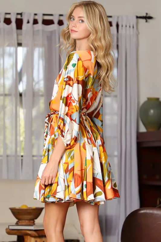 Floral Braided Belt Mini Dress