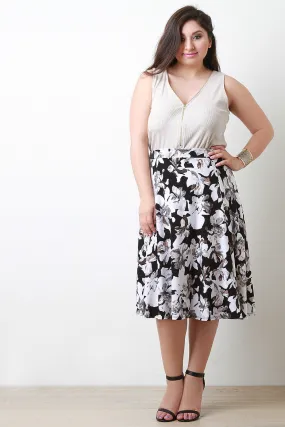 Floral Print Flow Midi Skirt