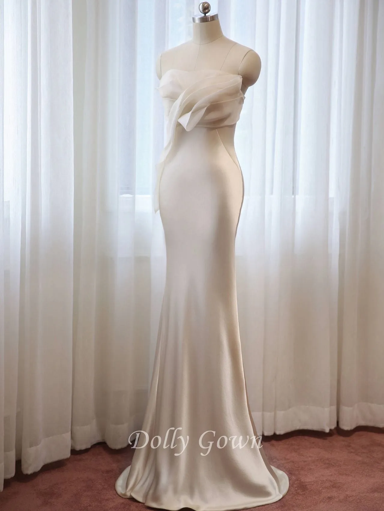 Flowy Simple Sheath Silk Wedding Dress