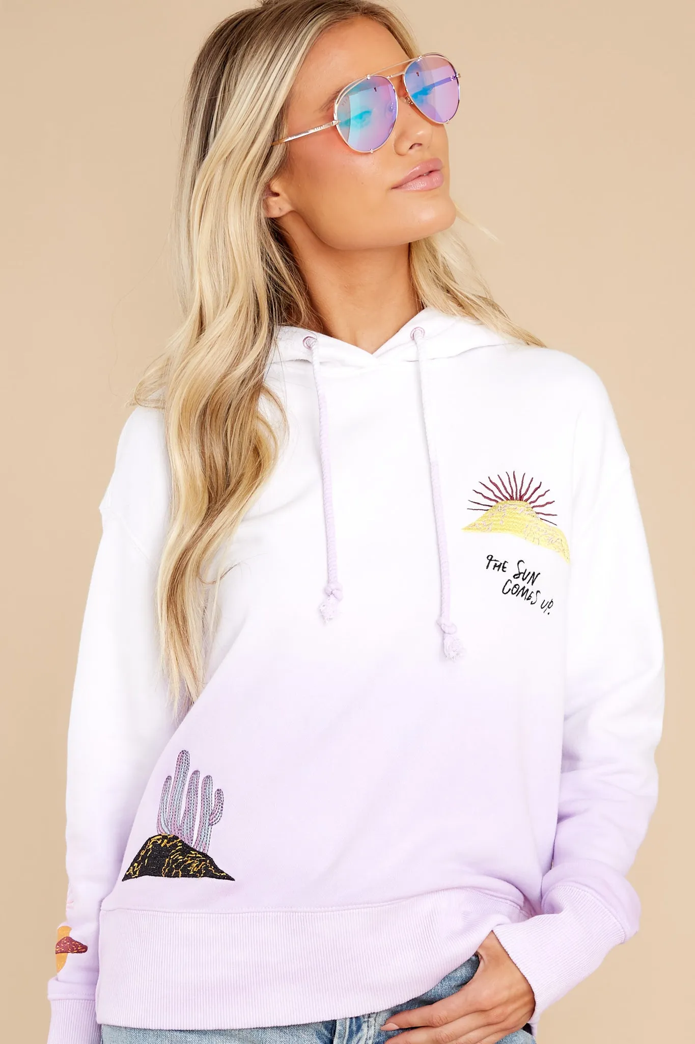 Found My Sunshine Lilac Loose Fit Graphic Hoodie