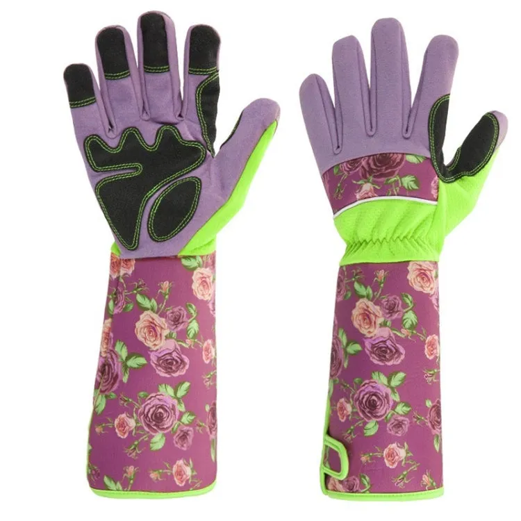 Gardening Stab Resistant Print Sleeve Wrist Extended Gloves(Pink)