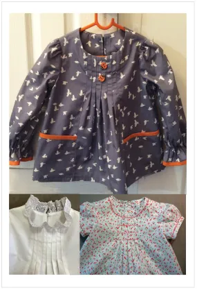 Girl's dress or top PDF sewing pattern Shelley Dress & Blouse sizes 3-6 months to 8 years.