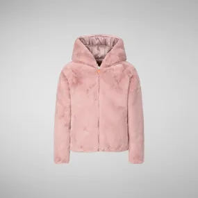 Girls' hooded reversible jacket Chloe in blush pink