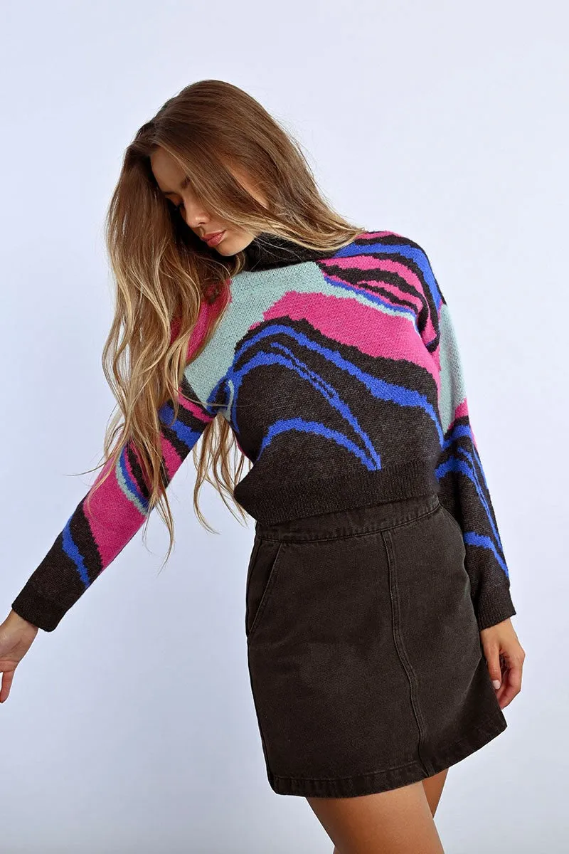 Graphic Turtleneck Sweater