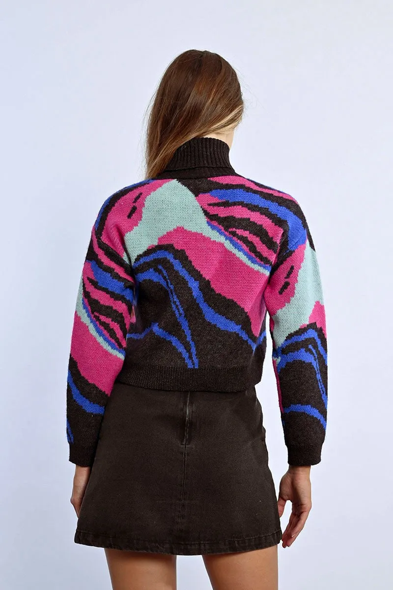 Graphic Turtleneck Sweater