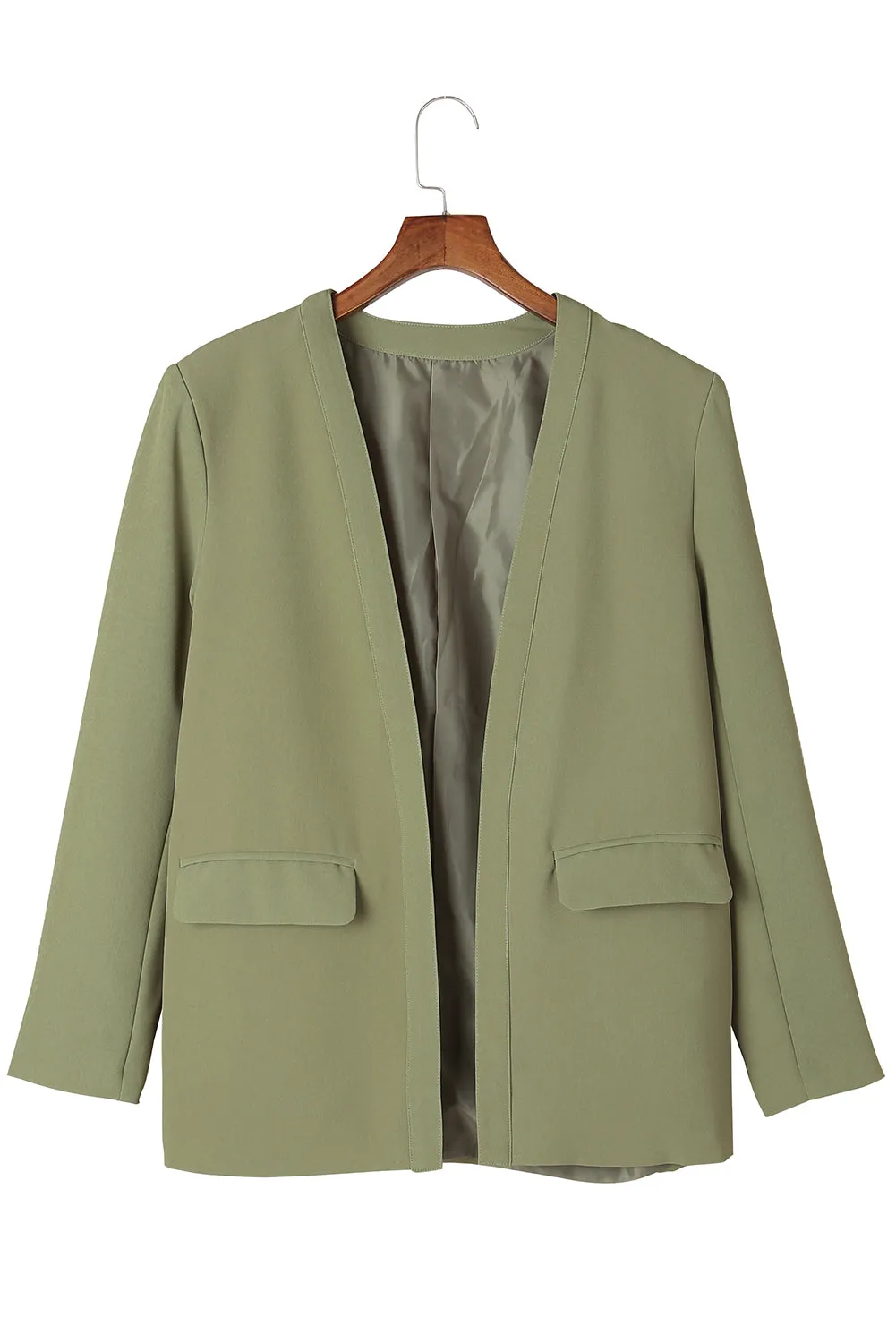 Green Open Front Flap Detail Blazer