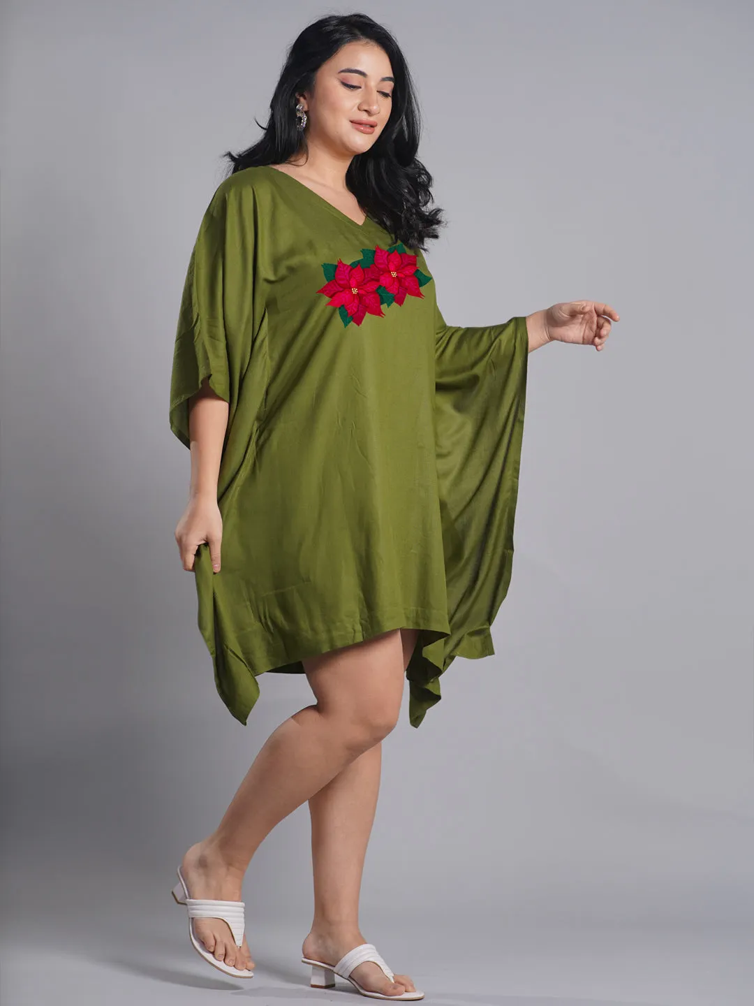 Green Rayon Kaftan - Setia