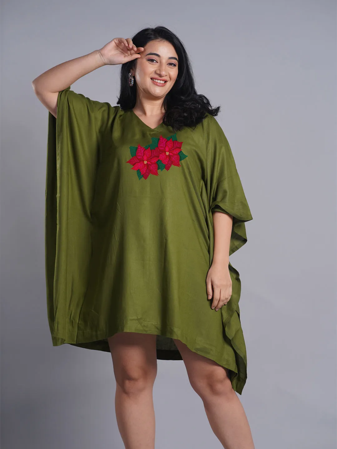 Green Rayon Kaftan - Setia