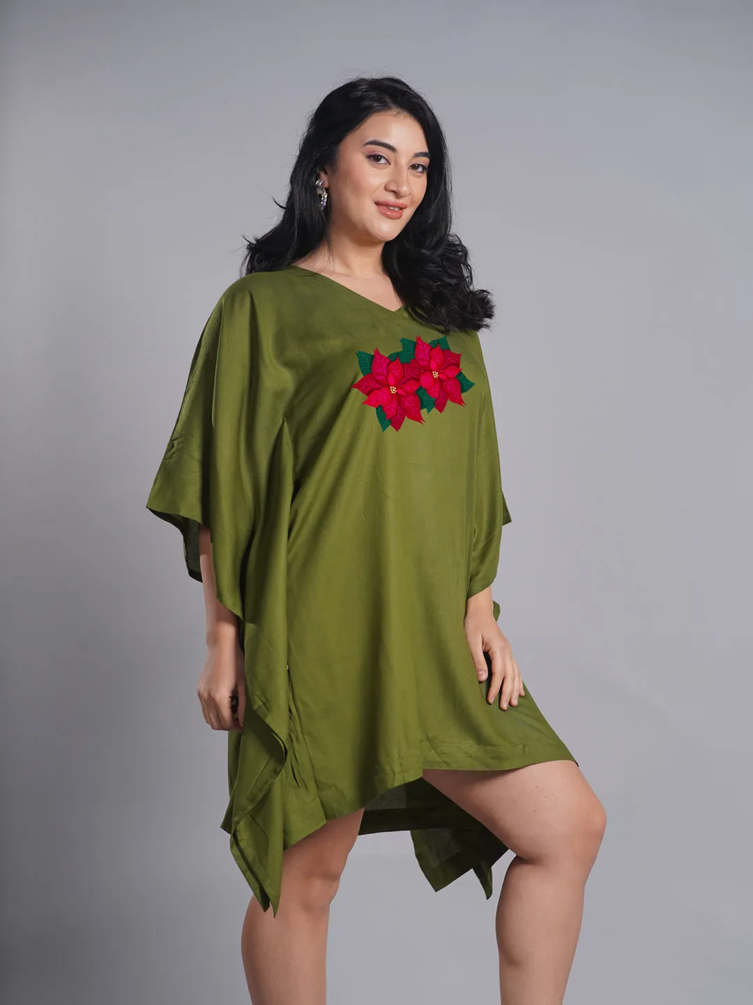 Green Rayon Kaftan - Setia