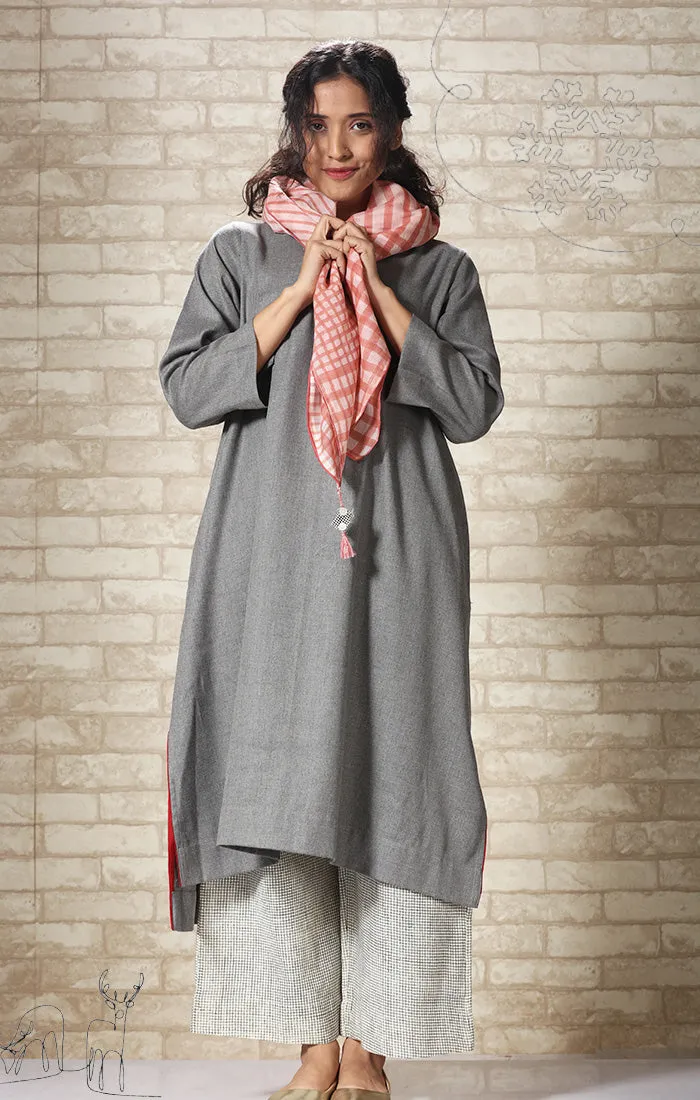 Grey Wool Twill Tunic with Checked pants