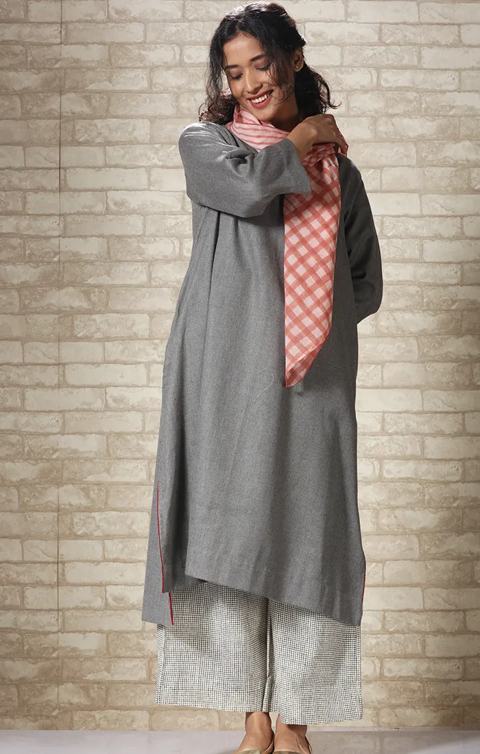 Grey Wool Twill Tunic with Checked pants