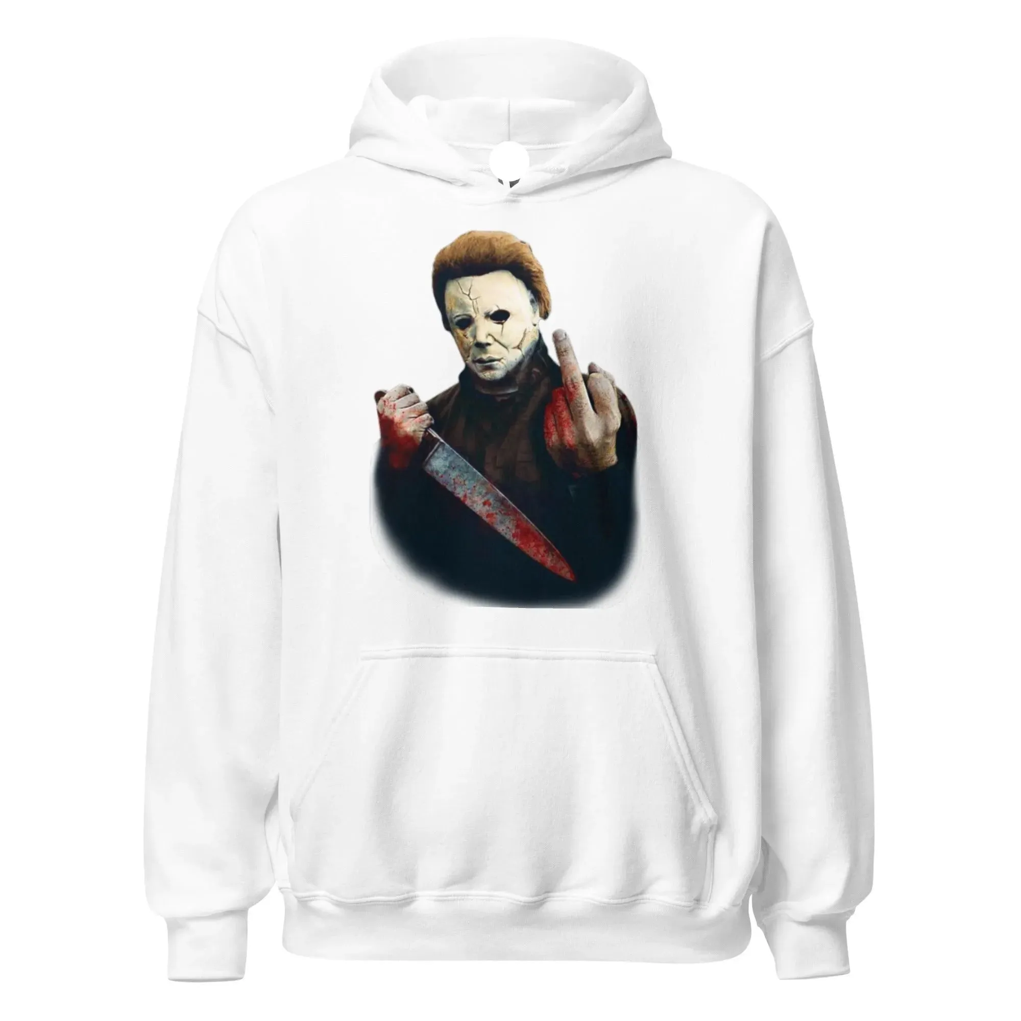 Halloween Hoodie Michael Myers Flipping The Bird  Blended Cotton Premium Pullover