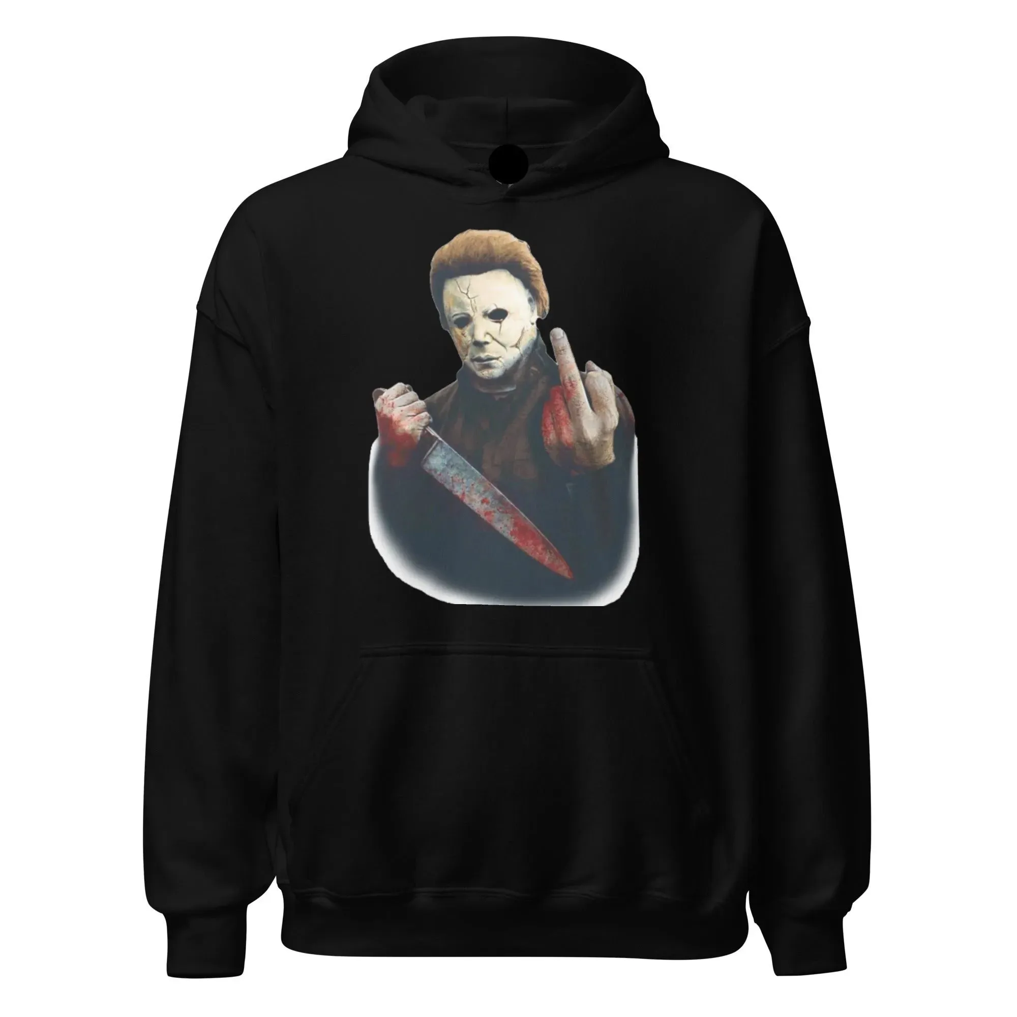 Halloween Hoodie Michael Myers Flipping The Bird  Blended Cotton Premium Pullover