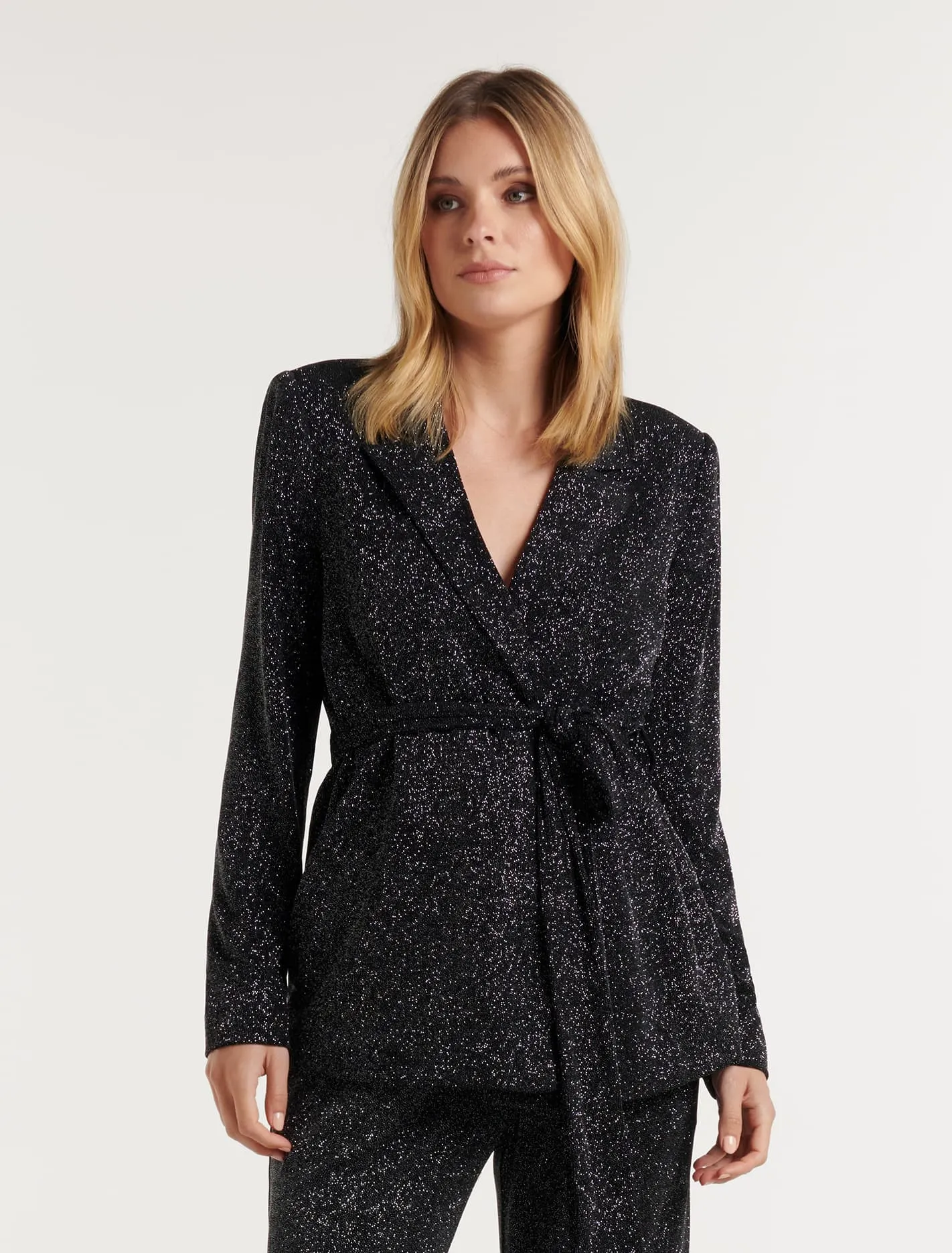 Harlow Glitter Wrap Blazer