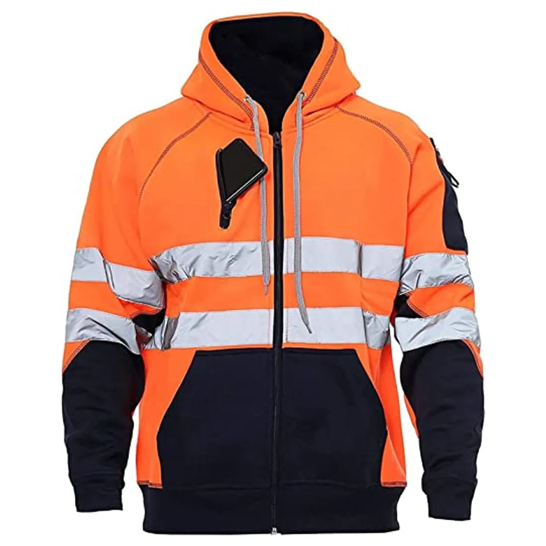 Hi Viz Work Wear Zipper Jumper Hoodie