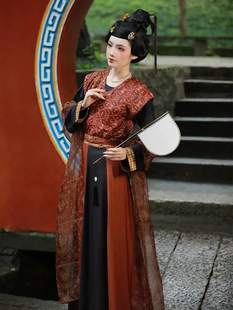 Historically Accurate Tang Dynasty Hanfu, Mocha Bamboo Cloud