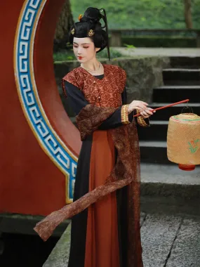 Historically Accurate Tang Dynasty Hanfu, Mocha Bamboo Cloud