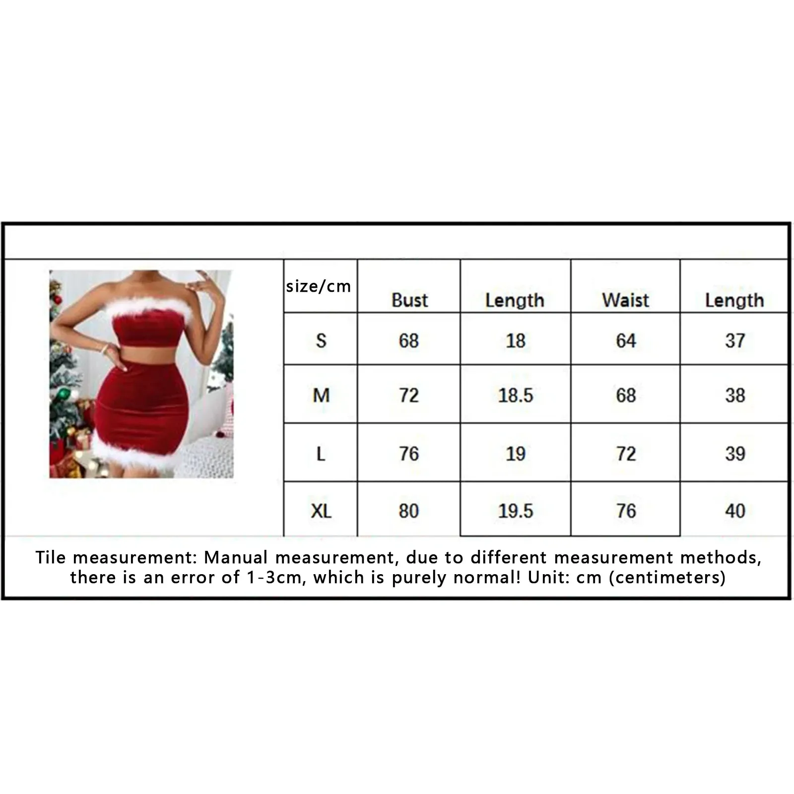 Hnewly Women's Christmas Skirt Sets Red Tube Tops   Bodycon Mini Skirt Festival Costumes Party Dress Sets Y2k Streetwear Clubwear