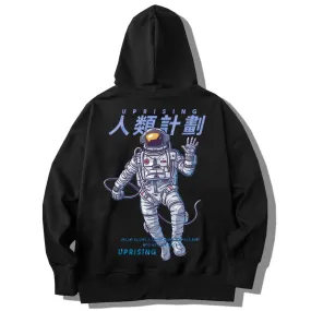 Hoodie Sweatshirt Mens Black Polyester Casual Astronaut  Male LONG Sleeve O-neck Tops New Design Hoodie  Men