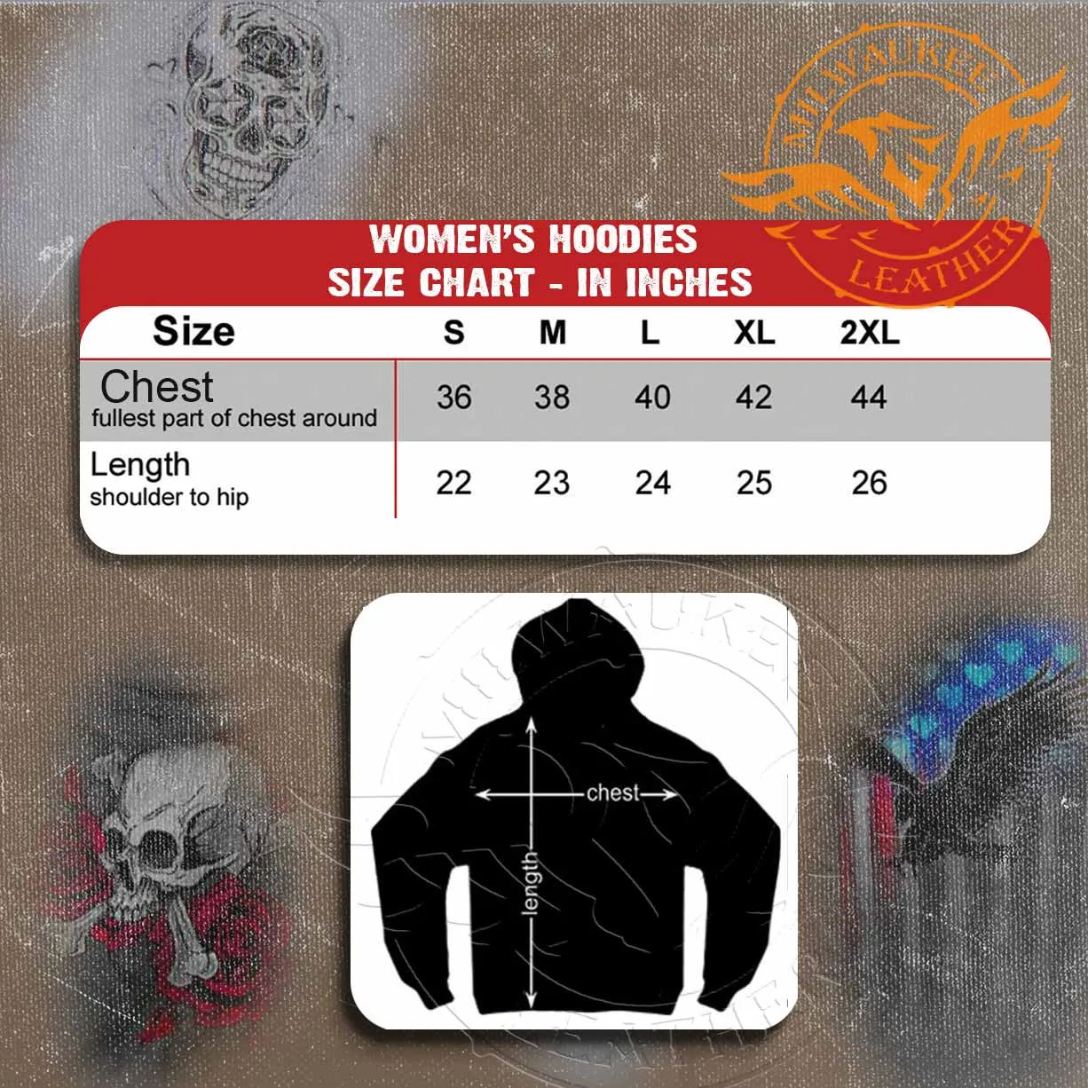 Hot Leathers GLZ4237 Ladies 'Sugar Skull' Lightweight Slubby Hooded White Hoodie