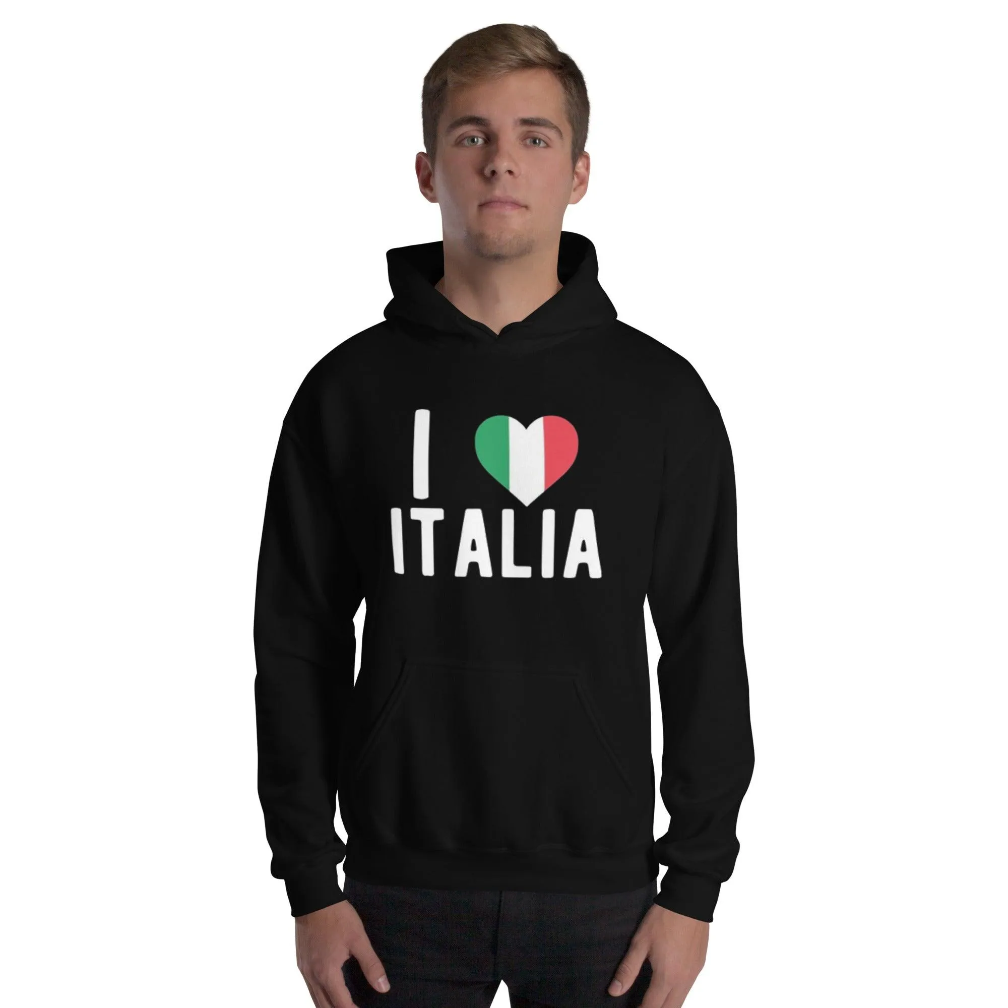 I Love Italia Hoodie Midweight Blennded Cotton Unisex Pullover