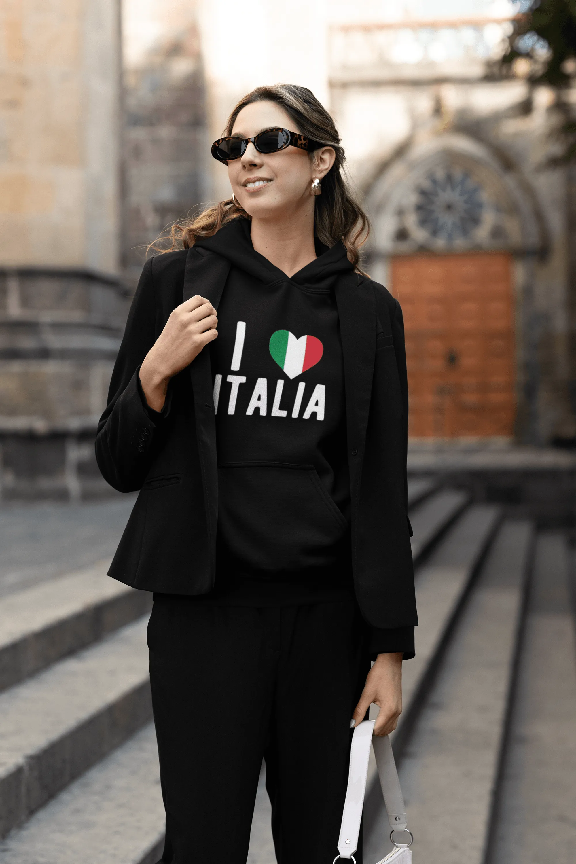 I Love Italia Hoodie Midweight Blennded Cotton Unisex Pullover