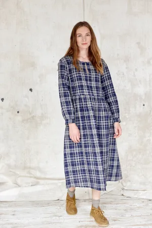 Indigo Check Linen Hackney Dress