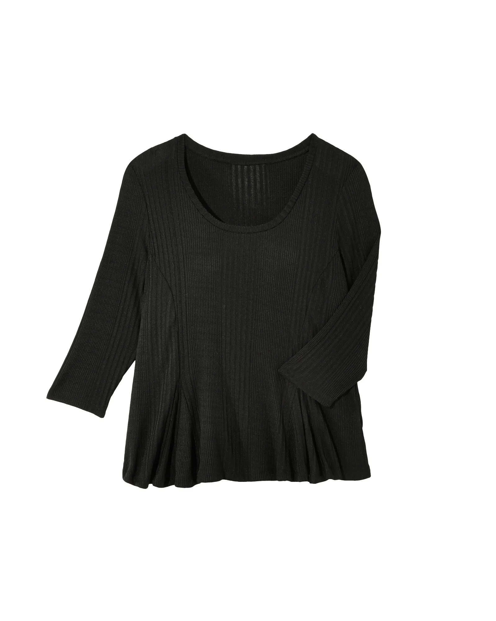 Jenny Ribbed Peplum Top | Black