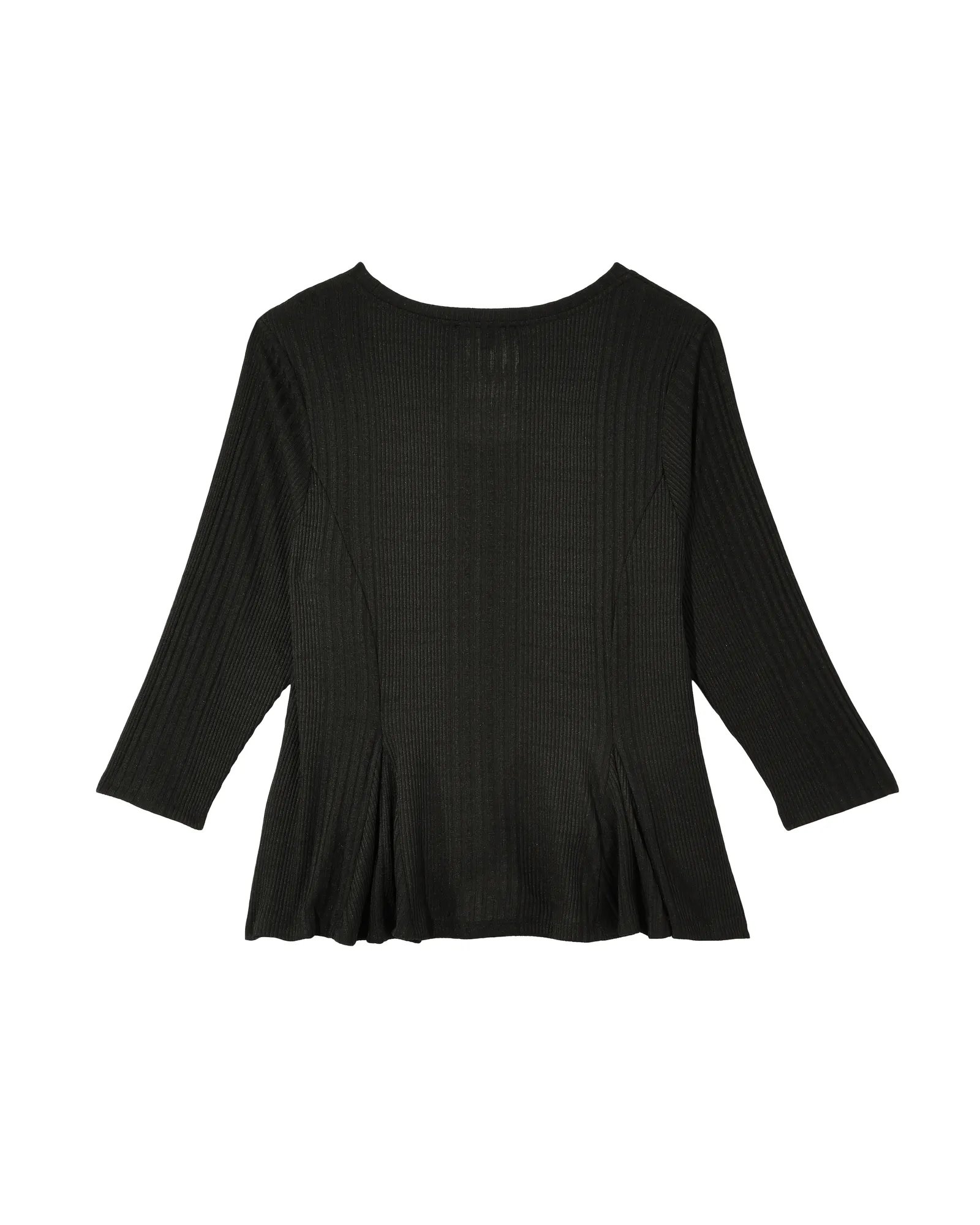 Jenny Ribbed Peplum Top | Black