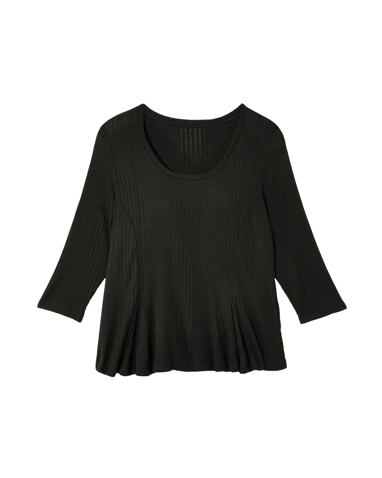 Jenny Ribbed Peplum Top | Black