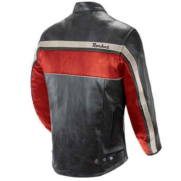 Joe Rocket 'Old School' Mens Red/Black/Ivory Leather Motorcycle Jacket