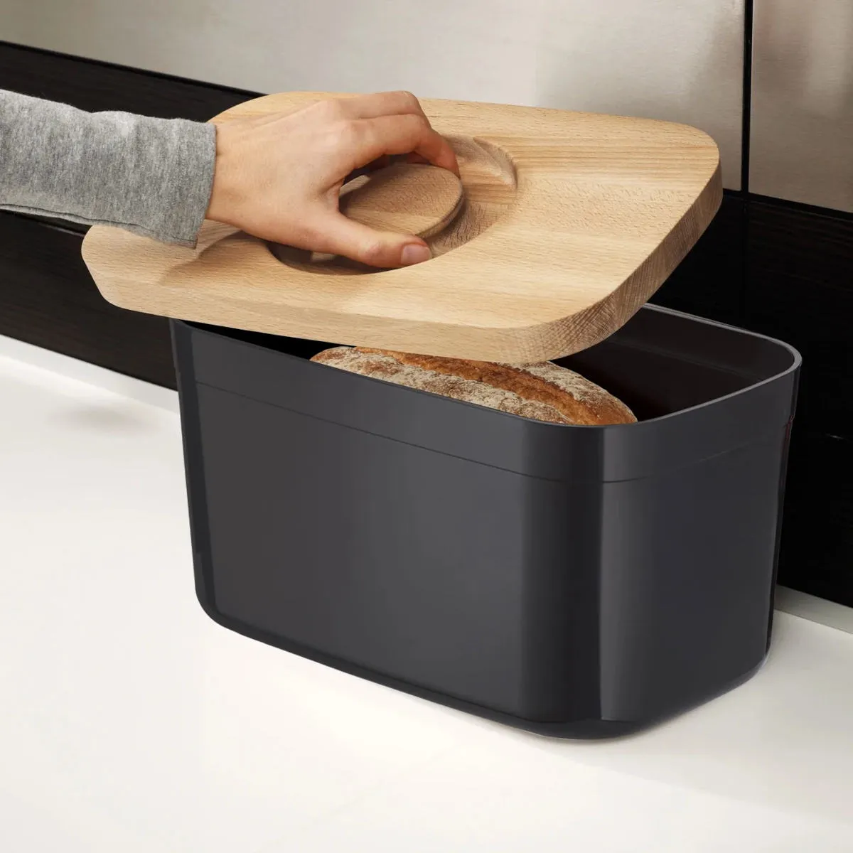 Joseph Joseph Bread Bin with Cutting Board Black