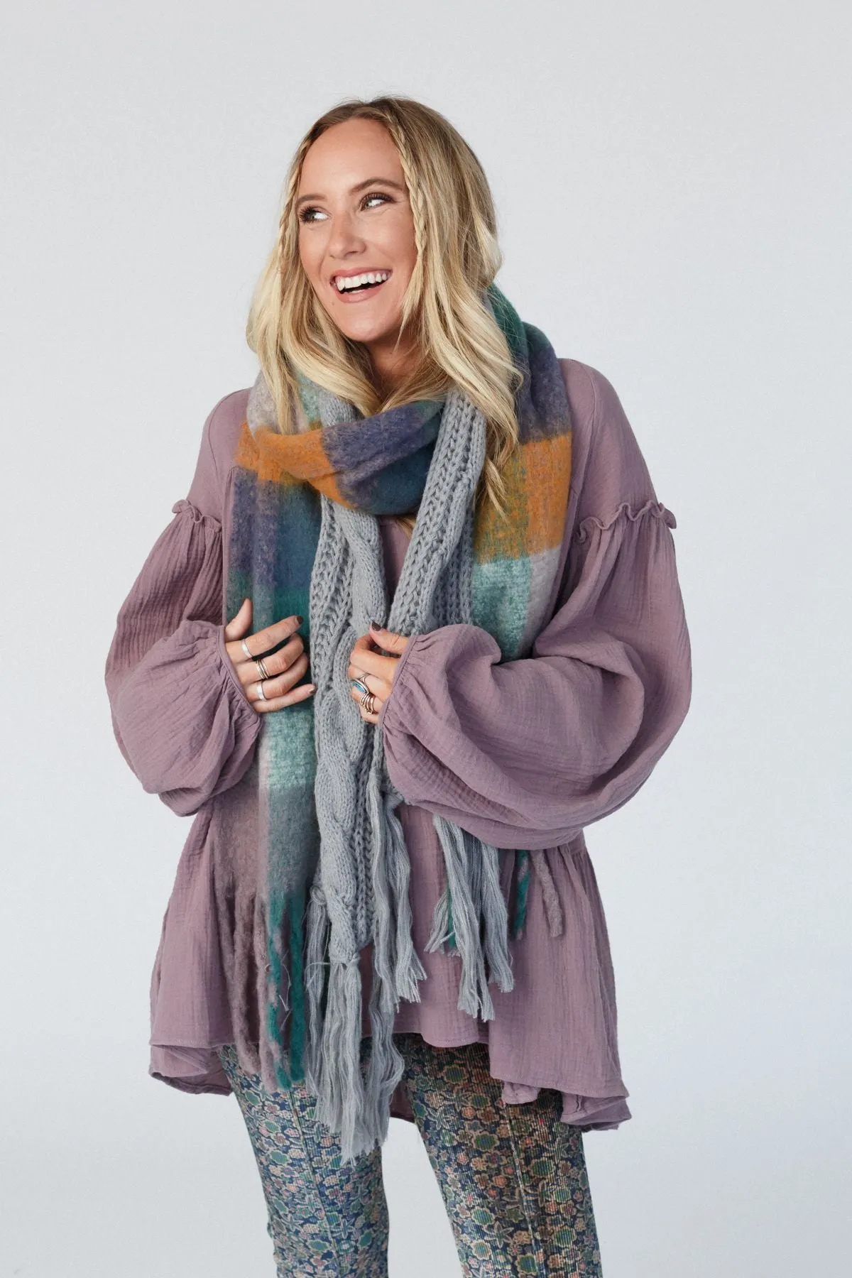 Joy Of Cozy Textured Scarf - Gray