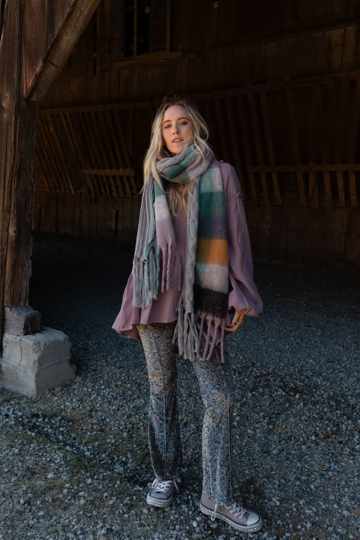 Joy Of Cozy Textured Scarf - Gray