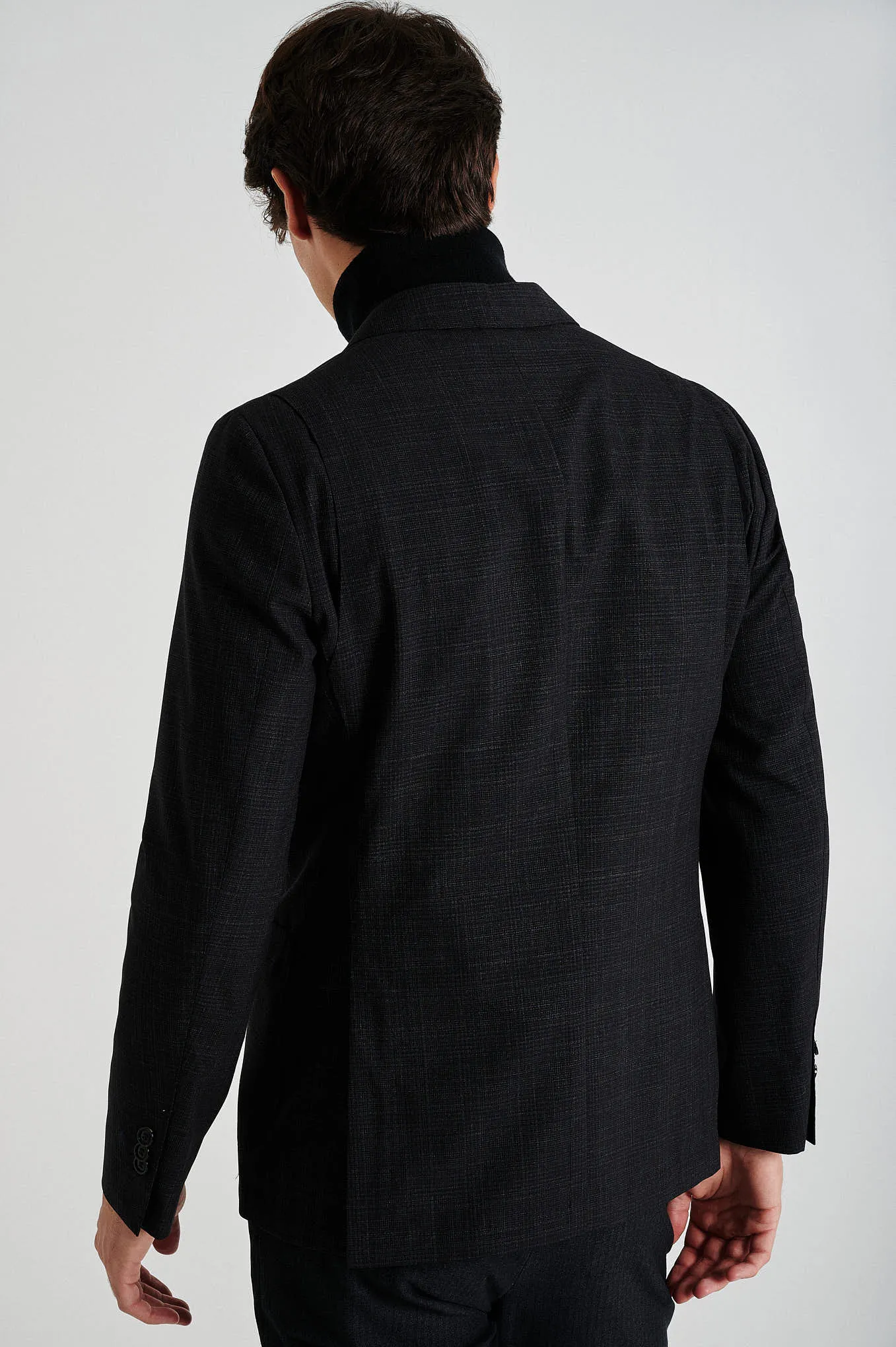 K-moving slim fit small checks blazer